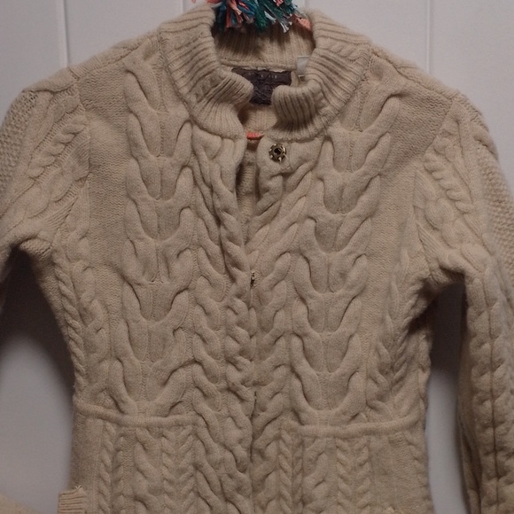 Exquisite Cream Knit Guinevere Cardigan Sweater 100% Lamb Wool Winter Wonderland - Picture 6 of 15